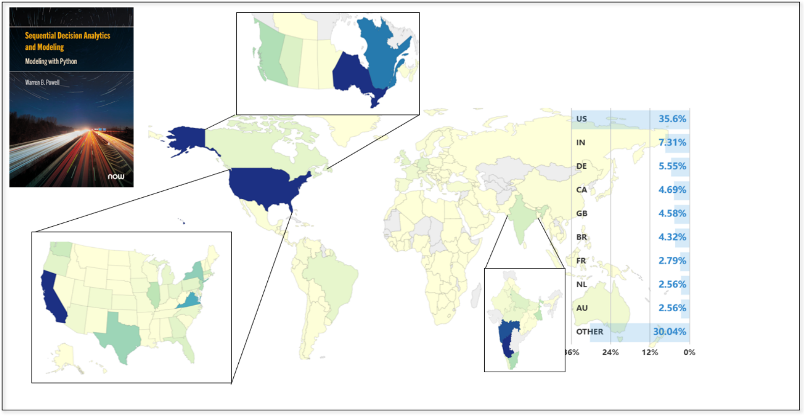 Geographical distribution of downloads of first edition as of 2025